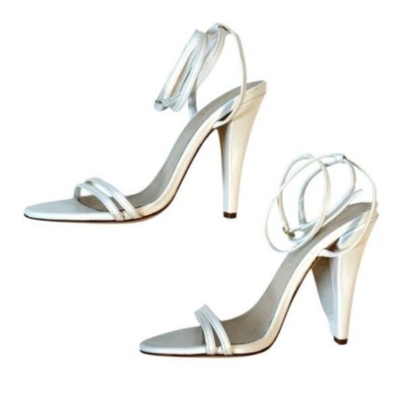 RAYE REVOLVE Clara Heels in White Leather Ankle Wrap Size 6.5 - Picture 2 of 14